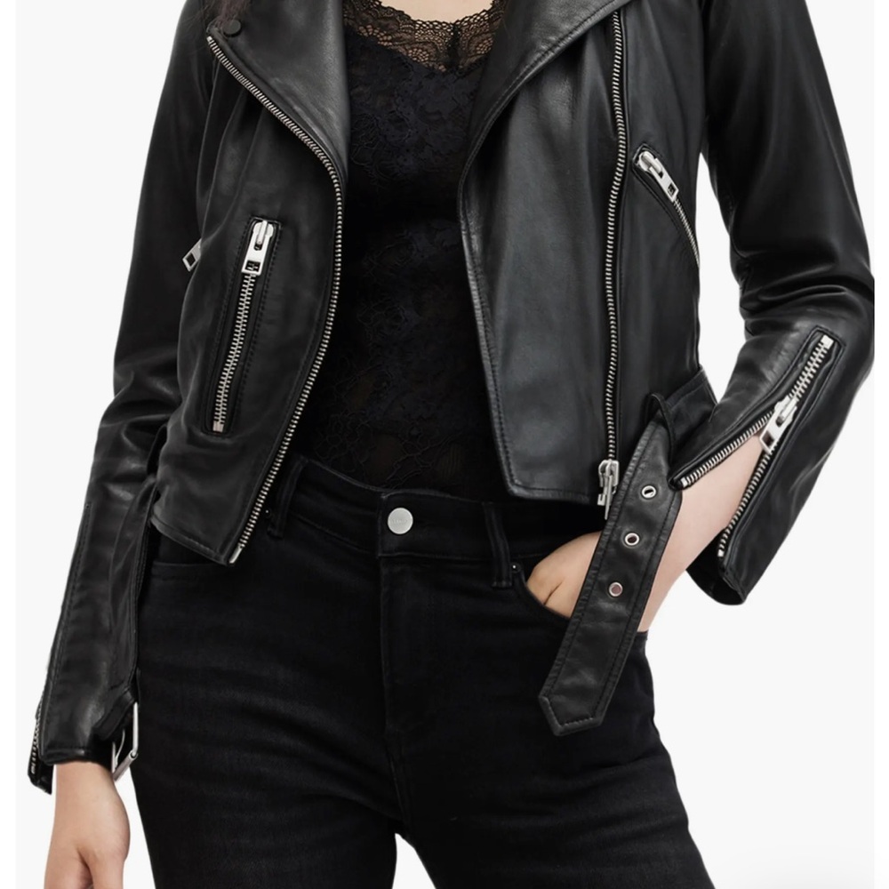All Saints Balfern Black Leather Biker Jacket
